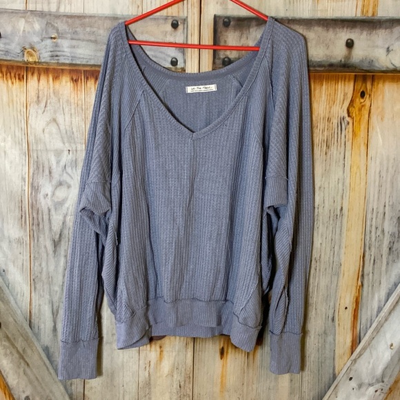 We The Free Tops - We the Free Oversized Slouchy Off Shoulder Soft Stretchy Waffle Fabric Top